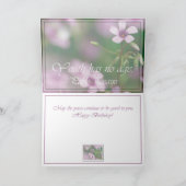 誕生日-ピンクの木製スイバの挨拶状 カード (内部)