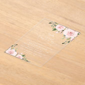 誕生日, ピンクの花, グリーン, 花 アクリル招待状 (レイダウン)