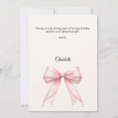 誕生日 ピンク アイボリー パール エレガント サンキューカード (裏面)