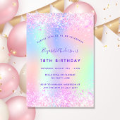 誕生日 ピンク パープル ホログラム 招待状