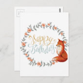 誕生日 フォックス リース ポストカード (正面/裏面)
