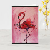 誕生日 - フラミンゴのグリーティングカード カード (黄色い花)