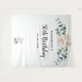 誕生日 フラワー ユーカリ グリーン 白 エレガント タペストリー (正面(横))