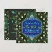 誕生日 フローラル スパイラル ペアック アート インビテーション (正面/裏面)