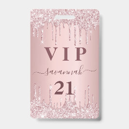誕生日 ブッシュピンク グリッター ドリップ VIP 招待状 バッジ