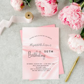 誕生日 ブッシュピンク サテン シルク パーティー 招待状
