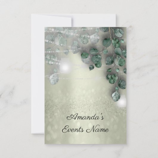 誕生日 ブライダルシャワー ライトジャー ラスティック グリーンナリー 招待状 (裏面)