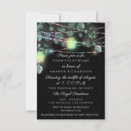 誕生日 ブライダルシャワー ライトジャー 黒 ピンク 招待状