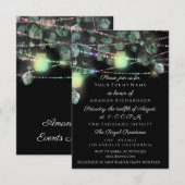 誕生日 ブライダルシャワー ライトジャー 黒 ピンク 招待状 (正面/裏面)