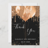 誕生日 ブラック ゴールド 風船 サンクスカード 招待状 (正面)