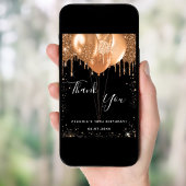 誕生日 ブラック ゴールド 風船 サンクスカード 招待状