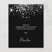 誕生日 ブラック シルバー グリッター ありがとう 予算 チラシ (裏面)