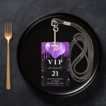 誕生日 ブラック パープル 風船 VIP 招待状