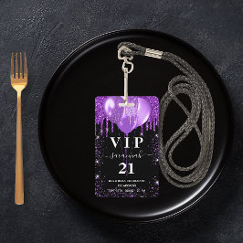 誕生日 ブラック パープル 風船 VIP 招待状 バッジ