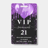 誕生日 ブラック パープル 風船 VIP 招待状 バッジ (正面)