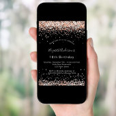 誕生日 ブラック ローズ ゴールド グリッター ラグジュアリー 招待状