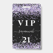 誕生日 ブラック ヴィオレット ラベンダー VIP 招待状 バッジ (正面)