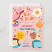 誕生日·ブランチの招待立ち上がり輝く少女 招待状 (正面)