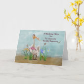 誕生日、ペリカン、花および蝶 カード (黄色い花)