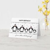 誕生日 – ペンギン – 全集団から カード (黄色い花)