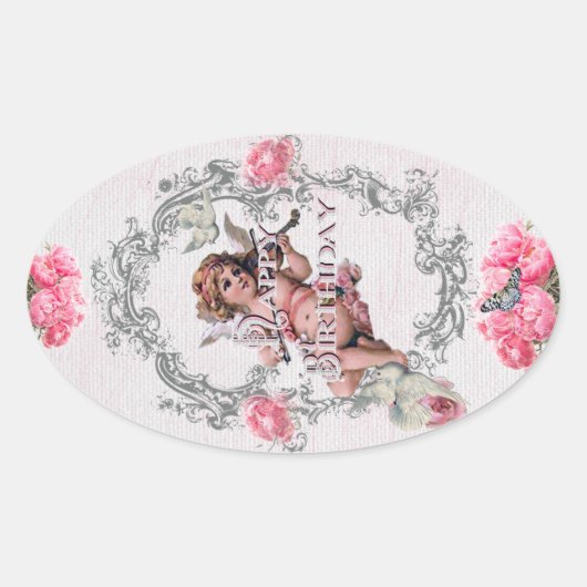 誕生日 – ホワイトリネン – ステッカー (正面)