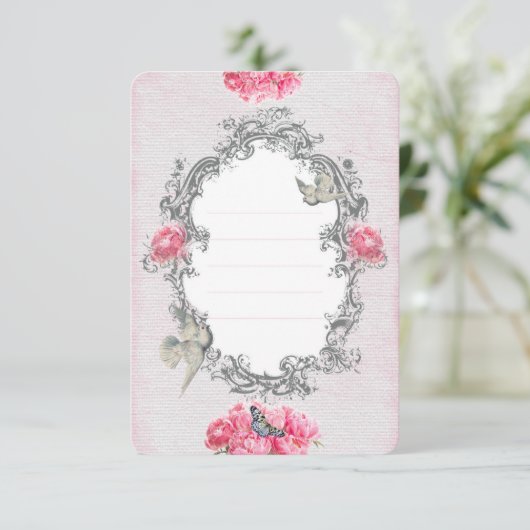 誕生日 – ホワイトリネン – 招待状カード 招待状 (スタンド正面)