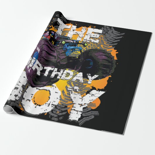 誕生日・ボーイ・モンスター・トラック ラッピングペーパー (アンロールド)