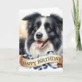 誕生日 ボーダーコリー 犬のグリーティングカード カード (正面)
