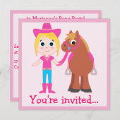 誕生日:ポニーパーティー 招待状 (正面/裏面)