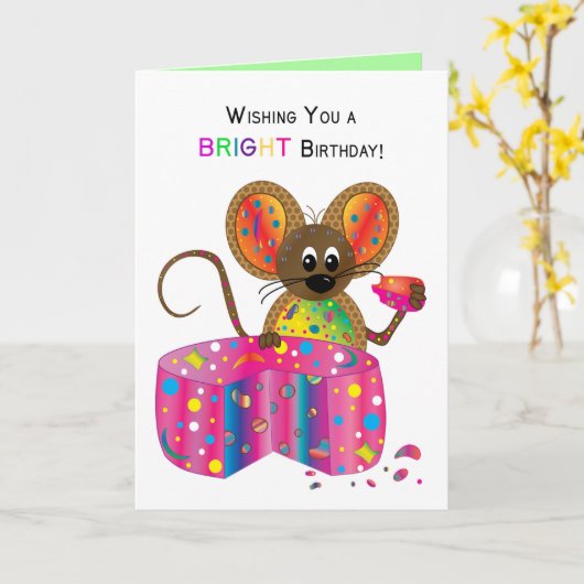 誕生日、マウス&チーズ、万華鏡のように千変万化するパターン収集 カード (黄色い花)