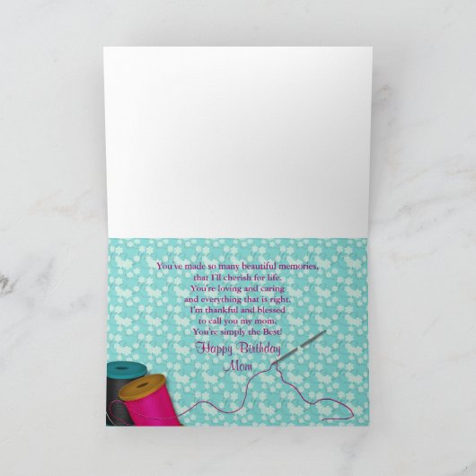 誕生日 – ママ – 刺繍 カード (内部)