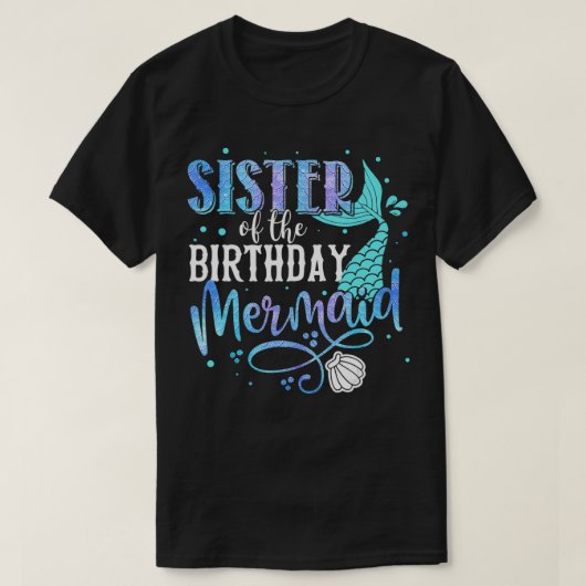 誕生日・マーメイド・ファミリー・マッチングパーの姉妹 Tシャツ (デザイン正面)