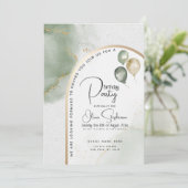 誕生日 | ミューテッド サージ アブストラクト マーブル 招待状 (スタンド正面)