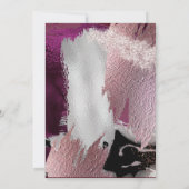 誕生日 |メタリックフェイク金ゴールドプラムのメルローストローク 招待状 (裏面)