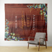 誕生日 ユーカリ グリーン ラスティック ブラウン ウッド タペストリー (インサイチュ(横))