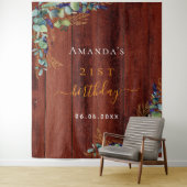 誕生日 ユーカリ グリーン ラスティック ブラウン ウッド タペストリー (インサイチュ)