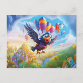 誕生日 ライオンと風船とファンタジー城 La ポストカード