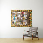 誕生日 ラスティックひまわり 木製 30 枚の写真コラージュ タペストリー (インサイチュ(横))