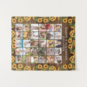 誕生日 ラスティックひまわり 木製 30 枚の写真コラージュ タペストリー (正面(横))