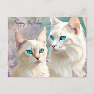 誕生日 リンクスポイントシャム猫の肖像画アート ポストカード