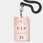 誕生日 ローズゴールド ピンク 星 vip ラグジュアリー バッジ (正面(ネックストラップ付))