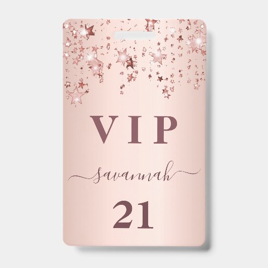 誕生日 ローズゴールド ピンク 星 vip ラグジュアリー バッジ (正面)
