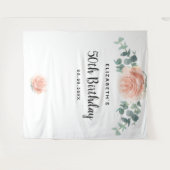 誕生日 ローズゴールド ピンク 花束 ユーカリ 白 タペストリー (正面(横))