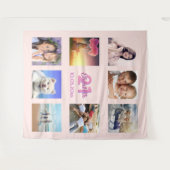 誕生日 ローズゴールド ブルッシュ フォト コラージュ タペストリー (正面(横))