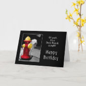 誕生日 – ワンラッキードッグ – 消火栓/ドッグ カード (黄色い花)