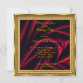 誕生日 ヴィンテージ ゴールドフレーム 赤ジュエリーボックス 招待状 (裏面)