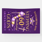 誕生日、任意の年齢、編集可能、キリスト教徒、紫 横断幕 (横)