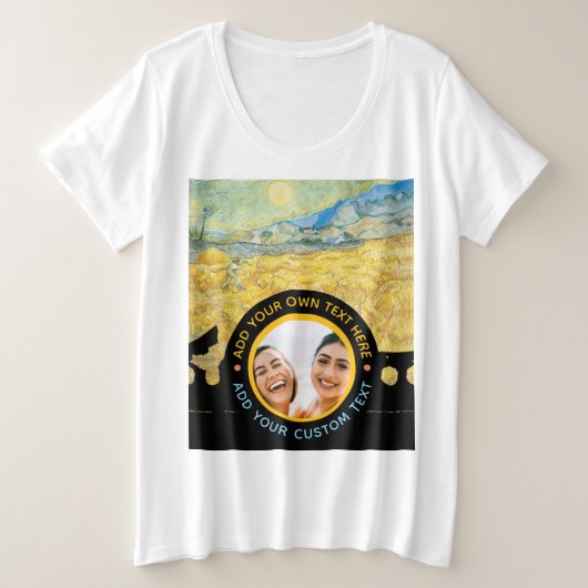 誕生日 休日 記念日 - カスタム写真テキスト プラスサイズTシャツ (デザイン正面)
