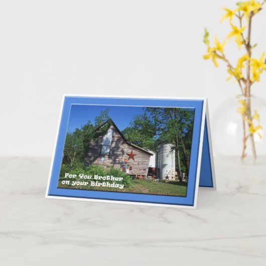 誕生日-兄弟の古いヴァージニアの納屋 カード (黄色い花)