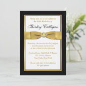 誕生日 | 印刷リボン | 黒、金 | 80歳 招待状 (スタンド正面)